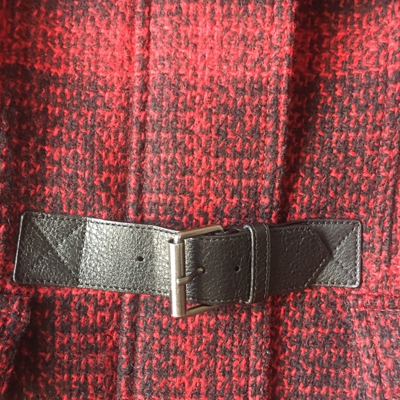 Burberry Brit Red Plaid Wool Tweed Coat US4 - Picture 5 of 14
